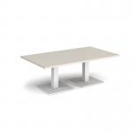 Brescia rectangular coffee table with flat square white bases 1400mm x 800mm - Light Grey BCR1400-WH-LG
