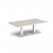 Brescia rectangular coffee table with flat square white bases 1400mm x 800mm - Light Grey BCR1400-WH-LG