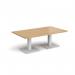 Brescia rectangular coffee table with flat square white bases 1400mm x 800mm - oak BCR1400-WH-O