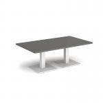 Brescia rectangular coffee table with flat square white bases 1400mm x 800mm - Onyx Grey BCR1400-WH-OG