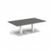 Brescia rectangular coffee table with flat square white bases 1400mm x 800mm - Onyx Grey BCR1400-WH-OG