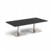 Brescia rectangular coffee table with flat square brushed steel bases 1600mm x 800mm - Black BCR1600-BS-BK