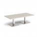 Brescia rectangular coffee table with flat square brushed steel bases 1600mm x 800mm - Light Grey BCR1600-BS-LG