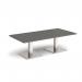 Brescia rectangular coffee table with flat square brushed steel bases 1600mm x 800mm - Onyx Grey BCR1600-BS-OG