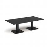 Brescia rectangular coffee table with flat square black bases 1600mm x 800mm - Black BCR1600-K-BK