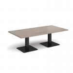 Brescia rectangular coffee table with flat square black bases 1600mm x 800mm - barcelona walnut BCR1600-K-BW