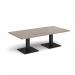 Brescia rectangular coffee table with flat square black bases 1600mm x 800mm - barcelona walnut
