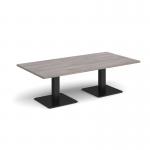Brescia rectangular coffee table with flat square black bases 1600mm x 800mm - grey oak BCR1600-K-GO