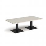Brescia rectangular coffee table with flat square black bases 1600mm x 800mm - Light Grey BCR1600-K-LG