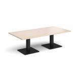 Brescia rectangular coffee table with flat square black bases 1600mm x 800mm - maple BCR1600-K-M