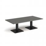 Brescia rectangular coffee table with flat square black bases 1600mm x 800mm -Onyx Grey BCR1600-K-OG