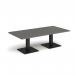 Brescia rectangular coffee table with flat square black bases 1600mm x 800mm -Onyx Grey BCR1600-K-OG