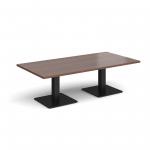 Brescia rectangular coffee table with flat square black bases 1600mm x 800mm - walnut