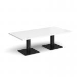 Brescia rectangular coffee table with flat square black bases 1600mm x 800mm - white