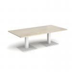 Brescia rectangular coffee table with flat square white bases 1600mm x 800mm - made to order BCR1600-WH
