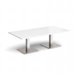 Brescia rectangular coffee table with flat square white bases 1600mm x 800mm - made to order BCR1600-WH