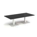 Brescia rectangular coffee table with flat square white bases 1600mm x 800mm - Black BCR1600-WH-BK