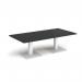 Brescia rectangular coffee table with flat square white bases 1600mm x 800mm - Black BCR1600-WH-BK