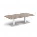 Brescia rectangular coffee table with flat square white bases 1600mm x 800mm - barcelona walnut BCR1600-WH-BW