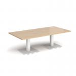 Brescia rectangular coffee table with flat square white bases 1600mm x 800mm - kendal oak BCR1600-WH-KO
