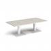 Brescia rectangular coffee table with flat square white bases 1600mm x 800mm - Light Grey BCR1600-WH-LG