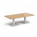 Brescia rectangular coffee table with flat square white bases 1600mm x 800mm - oak BCR1600-WH-O