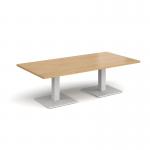 Brescia rectangular coffee table with flat square white bases 1600mm x 800mm - oak BCR1600-WH-O
