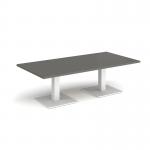 Brescia rectangular coffee table with flat square white bases 1600mm x 800mm -Onyx Grey BCR1600-WH-OG