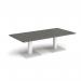 Brescia rectangular coffee table with flat square white bases 1600mm x 800mm -Onyx Grey BCR1600-WH-OG