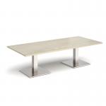 Brescia rectangular coffee table with flat square brushed steel bases 1800mm x 800mm - made to order BCR1800-BS