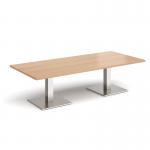 Brescia rectangular coffee table with flat square brushed steel bases 1800mm x 800mm - made to order BCR1800-BS