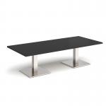 Brescia rectangular coffee table with flat square brushed steel bases 1800mm x 800mm - Black BCR1800-BS-BK