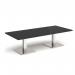 Brescia rectangular coffee table with flat square brushed steel bases 1800mm x 800mm - Black BCR1800-BS-BK