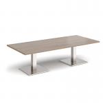 Brescia rectangular coffee table with flat square brushed steel bases 1800mm x 800mm - barcelona walnut BCR1800-BS-BW