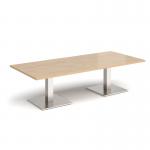Brescia rectangular coffee table with flat square brushed steel bases 1800mm x 800mm - kendal oak BCR1800-BS-KO
