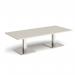 Brescia rectangular coffee table with flat square brushed steel bases 1800mm x 800mm - Light Grey BCR1800-BS-LG