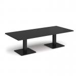 Brescia rectangular coffee table with flat square black bases 1800mm x 800mm - Black BCR1800-K-BK