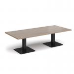 Brescia rectangular coffee table with flat square black bases 1800mm x 800mm - barcelona walnut BCR1800-K-BW