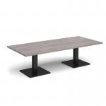 Brescia rectangular coffee table with flat square black bases 1800mm x 800mm - grey oak BCR1800-K-GO