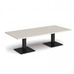 Brescia rectangular coffee table with flat square black bases 1800mm x 800mm - Light Grey BCR1800-K-LG