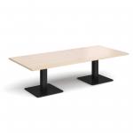 Brescia rectangular coffee table with flat square black bases 1800mm x 800mm - maple BCR1800-K-M