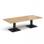 Brescia rectangular coffee table with flat square black bases 1800mm x 800mm - oak