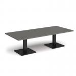 Brescia rectangular coffee table with flat square black bases 1800mm x 800mm - Onyx Grey BCR1800-K-OG
