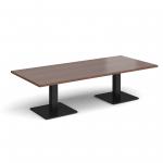 Brescia rectangular coffee table with flat square black bases 1800mm x 800mm - walnut