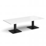 Brescia rectangular coffee table with flat square black bases 1800mm x 800mm - white BCR1800-K-WH