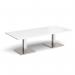 Brescia rectangular coffee table with flat square white bases 1800mm x 800mm - made to order