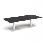 Brescia rectangular coffee table with flat square white bases 1800mm x 800mm - Black BCR1800-WH-BK