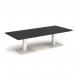Brescia rectangular coffee table with flat square white bases 1800mm x 800mm - Black BCR1800-WH-BK