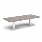Brescia rectangular coffee table with flat square white bases 1800mm x 800mm - grey oak BCR1800-WH-GO