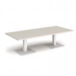 Brescia rectangular coffee table with flat square white bases 1800mm x 800mm - Light Grey BCR1800-WH-LG